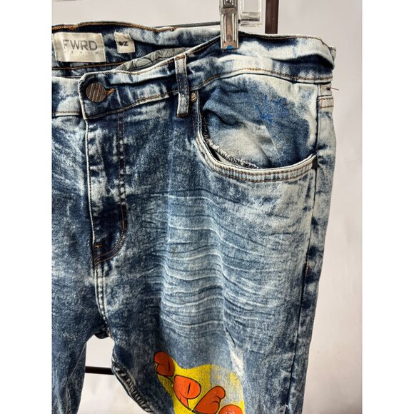 FWRD Denim Distressed Mens Graffiti Jeans Size 42 With Colorful Graphic Details - Picture 11 of 16